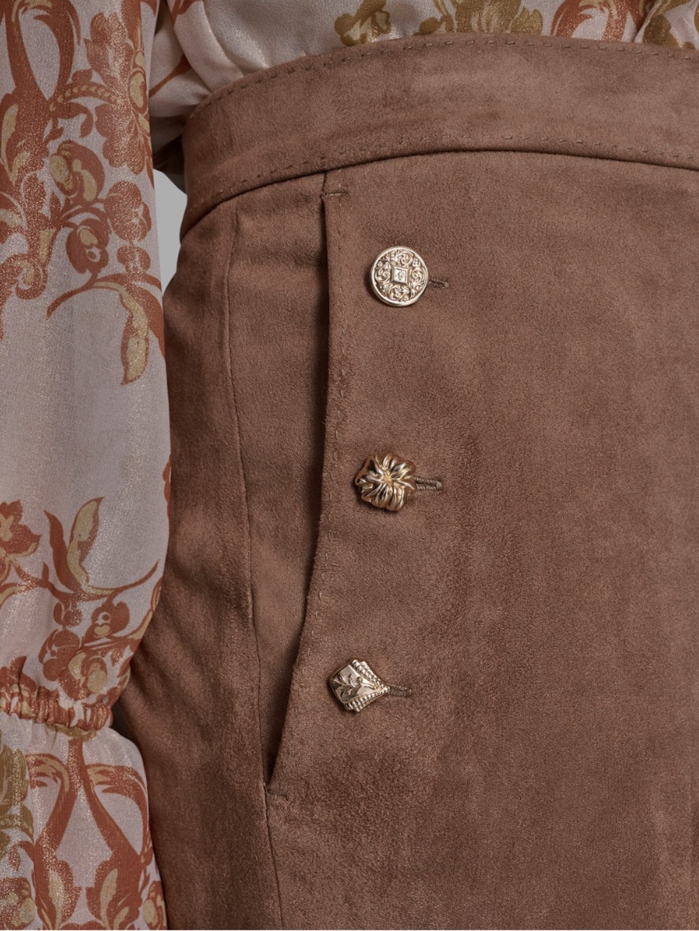 Karl Lagerfeld Brown Wide-Leg Faux Suede Pants in Camel Brown NWT - Picture 2 of 9